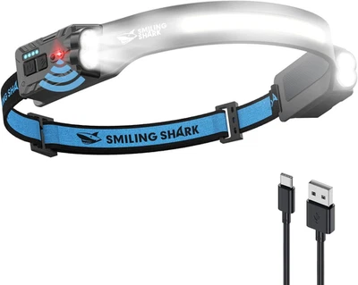 Smiling Shark Stirnlampe – 2400mAh LED Headlamp Mit Sensor & 315° Drehung