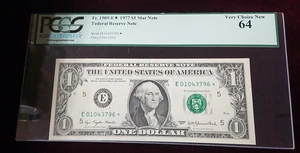 Fr. 1909-E* 1977 $1 Federal Reserve Note | PMG 64 EPQ | Star Replacement - Picture 1 of 2