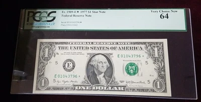 Fr. 1909-E* 1977 $1 Federal Reserve Note | PMG 64 EPQ  | Star Replacement - Image 1 of 2