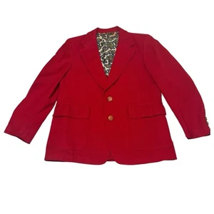 Stanley Blacker Red Blazer 40R Vintage Gold Crest Buttons Paisley Lining USA - Picture 1 of 18