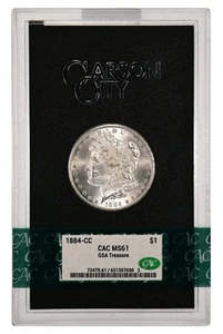 1884-CC GSA Morgan Dollar CAC MS-61 in schwarzer Box mit Karte - Bild 1 von 6