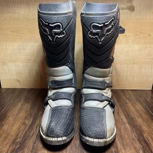Fox Racing F3 Boots Mens 12 Adult black-white Moto Biomorphic Chassis ATV Dirt - Picture 1 of 24
