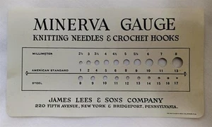 Vintage Celluloid Minerva Gauge Knitting Needles Crochet Hooks Yarns Advertising - Picture 1 of 4