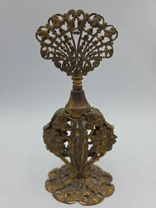 Vtg Victorian Gold Gilded Brass Ormolu Filigree Perfume Bottle Glass Dauber - Picture 1 of 7