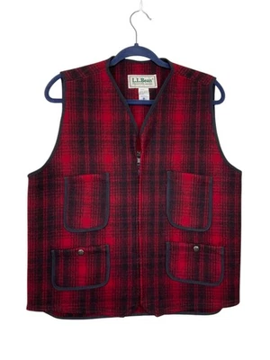 LL Bean Women's Vintage Wool Plaid Gilet Vest Chore Hunting Work Red S USA - Image 1 of 4