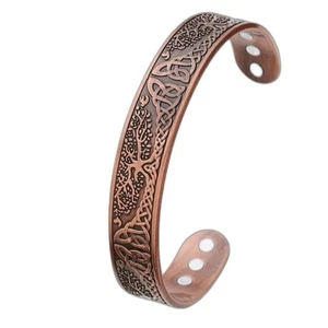 Etched Copper Magnetic Bracelet Men Women Adjustable Pain Rlief Arthritis Thrapy - Picture 1 of 5