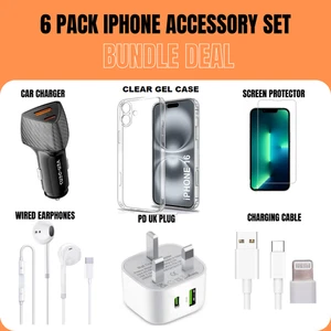 Für iPhone 14 13 12 Pro Schnell Ladegerät 20W PD Stecker + USB Kabel + Kopfhörer + Hülle + Glas - Bild 1 von 5