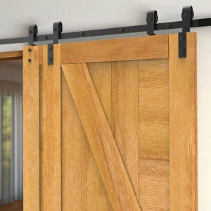 6.6 FT Bypass Sliding Barn Wood Door Hardware Roller Track Kit Double Door DIYER - Picture 1 of 9