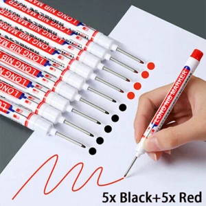 10Pcs Tieflochmarker, Baumarker Bohrlochmarke Zimmermannsbleistift mit Kappe UD - Bild 1 von 5