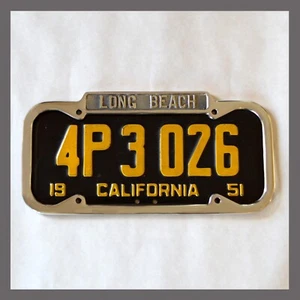 Long Beach polierter Nummernschildrahmen passt 1940 - 1955 California CA Kennzeichen - Bild 1 von 1