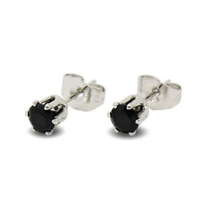 9ct White Gold Filled Womens 5mm Stud Earrings with Black CZ Crystals 9K GF - Picture 1 of 4