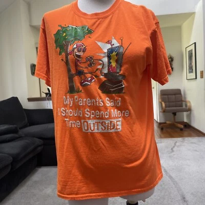 Gildan Orange Funny Graphic Short Sleeve T Shirt Size 2 XL ( 18 ) - Image 1 of 4