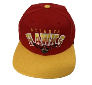 Mitchell & Ness Atlanta Hawks NBA Rouge Snapback Hat Cap Embroidered Patched - Picture 1 of 15
