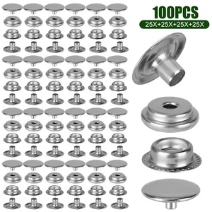 100X Snap Fastener Kit Stainless Steel Boat Canvas Screw Press Stud Cover Button - Picture 1 of 4