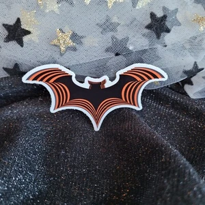 STKR072- ORANGE & BLACK BAT Vinyl Sticker | Psychedelic Atomic Halloween Spooky - Picture 1 of 6