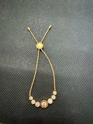 Michael Kors Gold Logo Round Crystals Adjustable Bracelet - Image 1 of 4