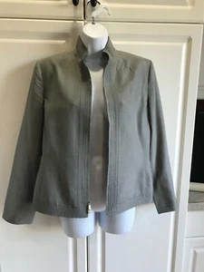 Bonita Chaqueta/Ablazer Silk Petite Sophisticate Talla 10 Gris Cremallera Frontal Usado - Imagen 1 de 7