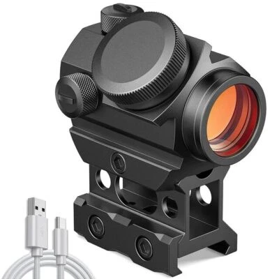 New USB Rechargeable 1x20mm Red Dot Sight 2MOA Reflex Scope w/Riser Mounts - Image 1 of 4