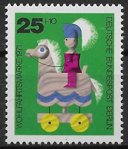 Berlin 1971 ** Mi 413 Wohlfahrt 25Pf Altes Holzspielzeug Ritter zu Pferde 0144A - Bild 1 von 1