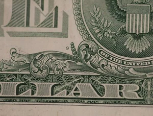 2017 $1 FRN Engraving Error Micro 1 mm Back Plate #, Relative Rarity Index: R-4 - Picture 1 of 3