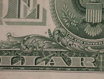 2017 $1 FRN Engraving Error Micro 1 mm Back Plate #, Relative Rarity Index: R-4 - Image 1 of 3