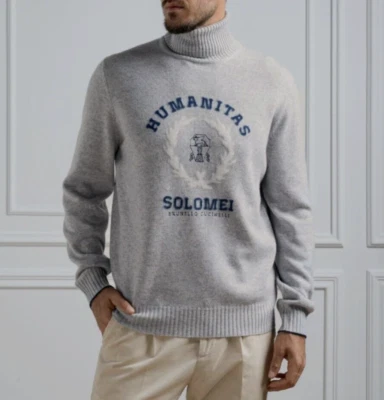 NUEVO CON ETIQUETAS $4995 Brunello Cucinelli Para hombres 100% Cachemira Gráfico Cuello Alto 50/40US A242 Foto 1 de 4