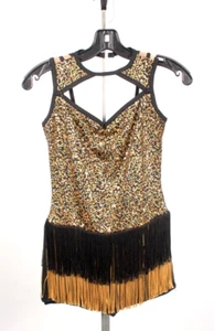 Vtg Women's 90s Fringe Dance Leotard 1990s Costume XS/S Dance Wear Curtain Call - Picture 1 of 10