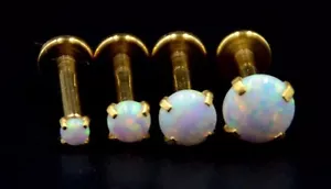 2mm - 5mm OPAL Gold Helix Earring Stud Labret Monroe Tragus Bar Internal Thread - Picture 1 of 3