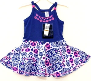 Neu Pogo Club Mädchen Kleid Größe 4T Tribal Print Chevron Peri blau ausgestellt bequem  - Bild 1 von 9