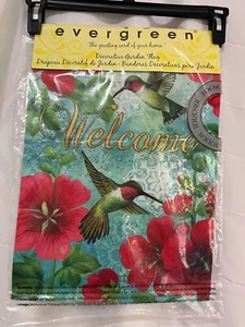 NEW Evergreen Enterprises, Inc Hummingbird & Hollyhock 2-Sided Polyester 18 X 13 - Picture 1 of 2