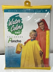 Vintage 1995 Totes Water Colors Yellow Poncho Kids Children’s M/L 9-12Heavy Duty - Picture 1 of 4