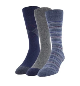Calcetines de vestir George de moda para hombre 3 pares de zapatos talla 6-12 azul a rayas gris - Imagen 1 de 6