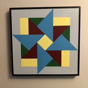 Barn Quilt Sign Wall Plaque Hand Crafted Hand Painted On Wood  15” X 15” X 1.5” - Picture 1 of 2