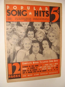 Revista Popular Song Hits Agosto 1934 Vol 2 Número No. 1 cubierta Dick Powell - Imagen 1 de 1