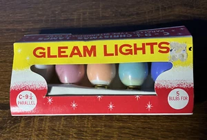 Vintage Gleam Lights Lamps C 9 1/4 Christmas Lights Multi-Colored Pack 5 Bulbs - Picture 1 of 3