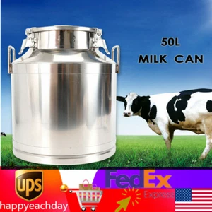 50L 13.25Gal Stainless Steel Milk Can Jug Pot Wine Pail Bucket Liquid Storage US - Picture 1 of 12