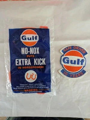 Vintage Gulf No-Nox Extra Kick Plastic Horseshoe 10 Years Delivery Driver Patch - Image 1 of 4