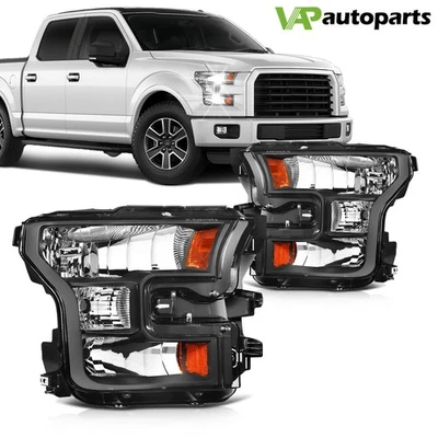 Conjunto de faros de repuesto de carcasa negra para Ford F-150 2015-2017 un par Foto 1 de 4