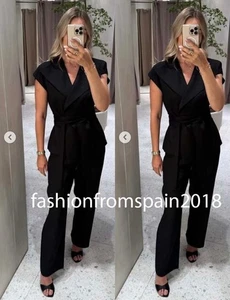 ZARA NEW WOMAN BELTED ZW COLLECTION LINEN VEST BLACK XS-XL 3132/168/800 - Picture 1 of 1