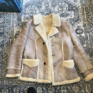 Robert Lewis Idea Brand Genuine Shearling Rancher Suede  Coat size 44 - Picture 1 of 5