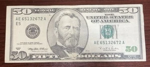 Series 1996 ~ Richmond $50 Fifty Dollar Bill Note FRN ~ AE65132672A ~ Vintage - Picture 1 of 2