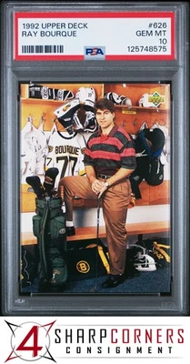 1992 UPPER DECK #626 RAY BOURQUE BRUINS HOF POP 3 PSA 10 - Image 1 of 3