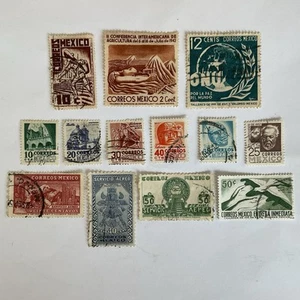 Lot~13 Mexico stamps~1934-1963~airmail~Mother Earth~Prieto~Eagle man~Bird man - Picture 1 of 11