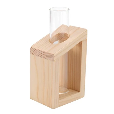 2X(Kristall Glas Reagenzglas Vase in Holzständer Blumentöpfe für Hydroponik2746 - Bild 1 von 4