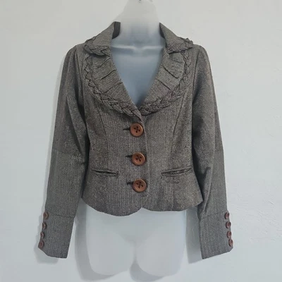 Nick and Mo Blazer Womens Sz Small Brown Long Sleeve Button Jacket Academia Boho - Image 1 of 4