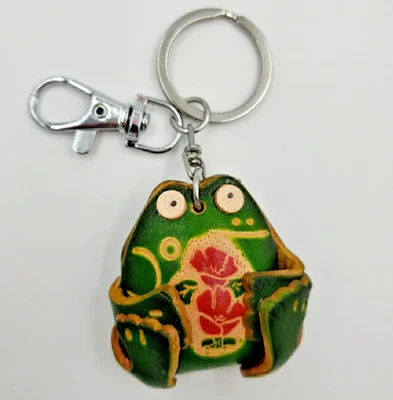 Lindo Bolso Rana Kawaii Dije Regalo Llavero Clip Hecho a Mano Cuero Boho Foto 1 de 4