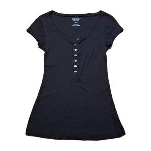 Y2K 00s Small Black Henley Festival Bella Swan Form Fitted Vampire Diaries Elena - Picture 1 of 6
