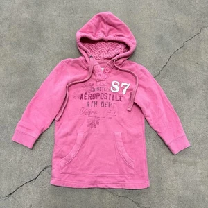 Y2K 2000s Aeropostale Short Sleeve Pink Embroidered Leopard Hoodie Size Small - Picture 1 of 3