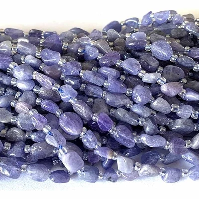 Natural Genuine Raw Mineral Blue Purple Tanzanite Nugget Free Form Loose Beads - Image 1 of 4