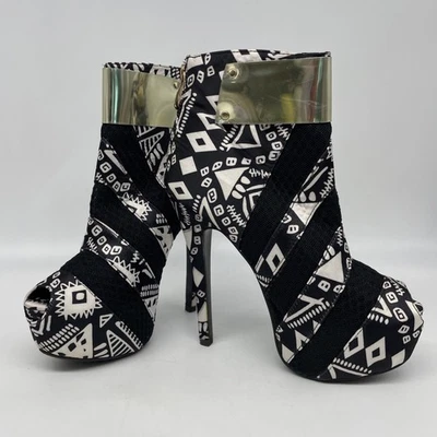 Red Kiss First Impression Stiletto Black White Club Party High Heels Size 6 Read - Image 1 of 4